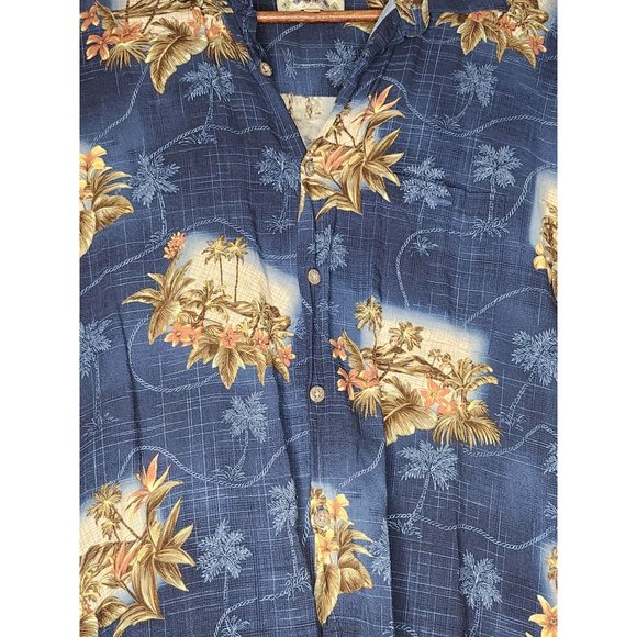 Campia‎ Moda Hawaiian Shirt Men's Size L Blue Short Sleeve Button up - Picture 3 of 8